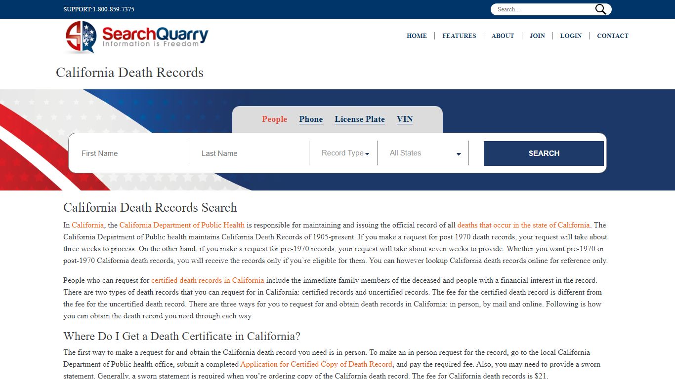 California Death Records | Enter a Name to View Death Records Online
